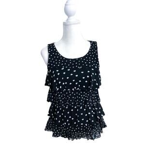 White House Black Market Tier Ruffles Dot Blouse